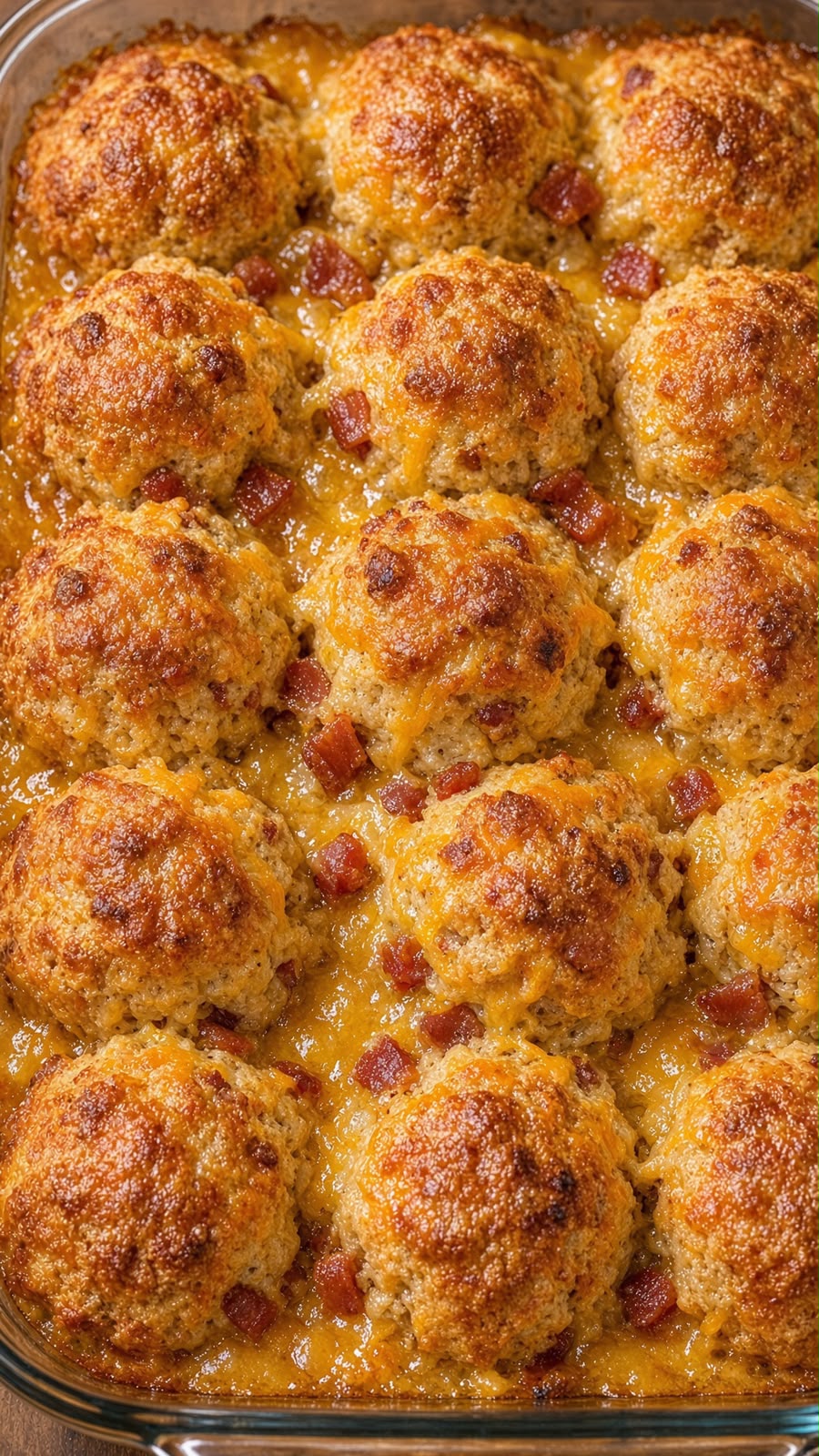 Cheesy Bacon Meatball Bake